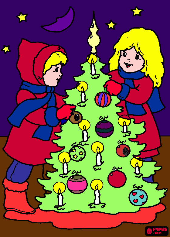 pinta ian dos nenes preparanal arbra de nadal