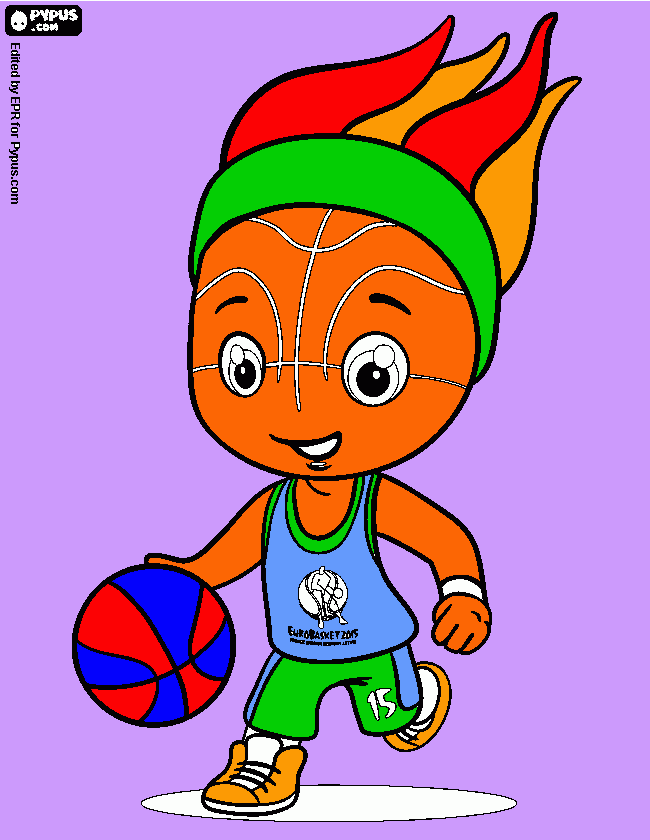 pinta jugador de bàsquet amb la pilota