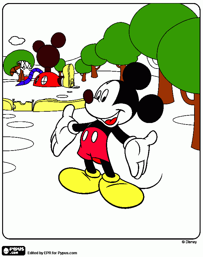 pinta la casa de Mickey mouse