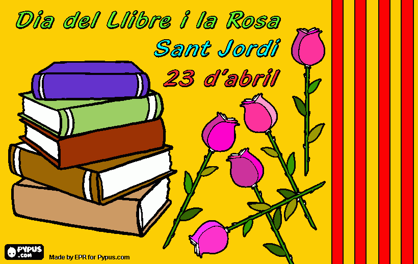 pinta Sant Jordi, la rosa i el llibre