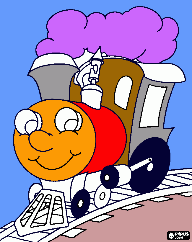 pinta tren a vapor amb una cara somrient
