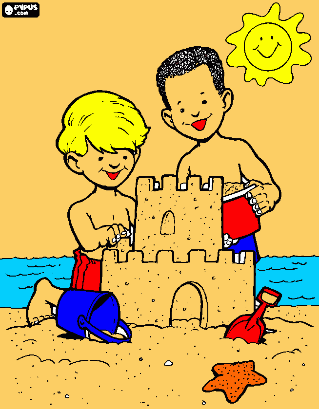 pinta un bon dia peranar a la platja i fer un castell de sorra