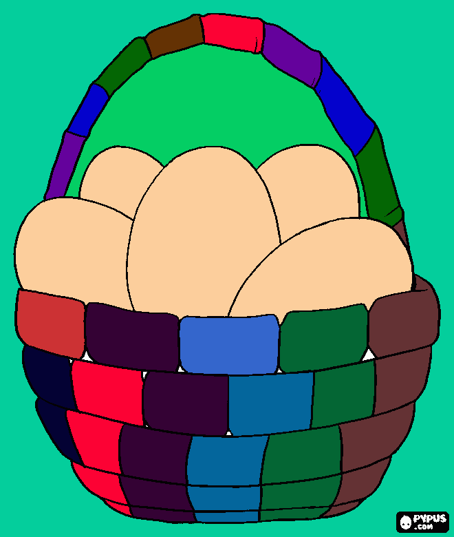 pinta UNA CISTELLA DE COLORS AMB OUS