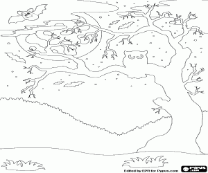 Pintar Un arbre encantat a Halloween