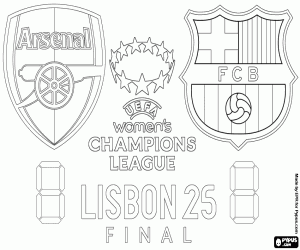 Pintar Arsenal vs Barcelona, final 2025
