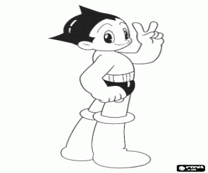 Pintar Astro Boy i el signe de la victòria