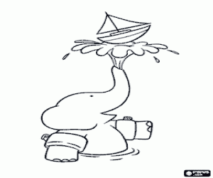 Pintar Babar l'elefant i el vaixell de joguina