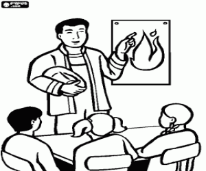 Pintar Un bomber amb nens de l'escola