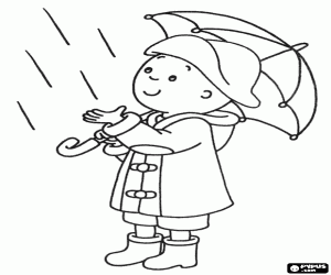 Pintar Caillou equipat per la pluja