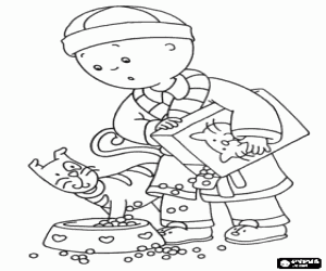 Pintar Caillou i el menjar de gat per en Gilbert