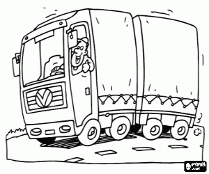 Pintar Camió remolc amb conductor