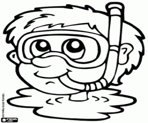 Pintar Cap del bussejador fora de l'aigua