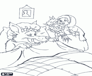 Pintar La Caputxeta Vermella amb el ram