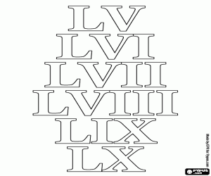 Pintar Per comptar de 55 a 60 com romans