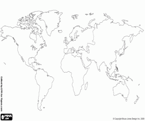 Pintar Els continents, mapa del món