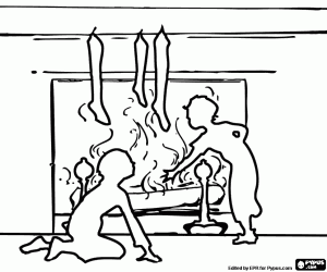 Pintar Contrallum amb llar de foc i nens