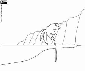 Pintar La costa amb platja i penya-segats