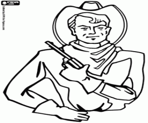 Pintar Un cowboy amb el revòlver a la mà