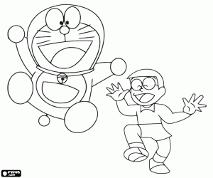 Pintar Doraemon i Nobita, els protagonistes