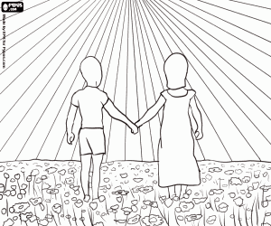 Pintar Dos nens gaudint de la primavera