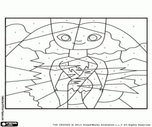 Pintar Eep Croods, color pels números