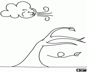 Pintar El fort vent assota un arbre