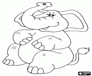 Pintar Elefant assegut a terra