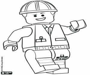Pintar Emmet amb casc, personatge de Lego