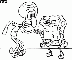 Pintar Enuig entre Bob Esponja i Calamard