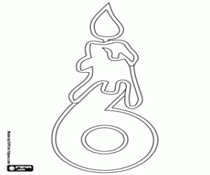 Pintar Una espelma i el nombre sis