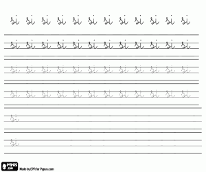 Pintar Exercicis de cal·ligrafia amb la síl·laba SI