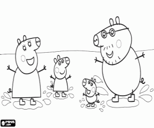Pintar Família de la Peppa Pig i els bassals