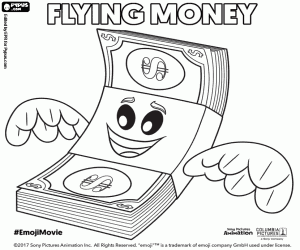 Pintar Flying Money, un emoji de pel lícula