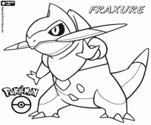 Pintar Fraxure, un drac Pokémon