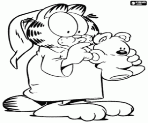 Pintar Garfield en pijama i Pooky