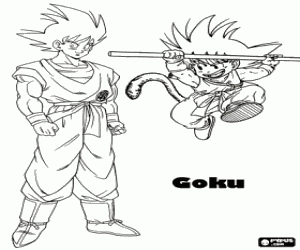 Pintar Goku, el protagonista, nen i jove