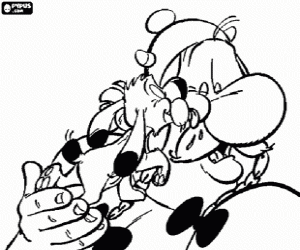 Pintar El gos llepa la cara d'Obèlix