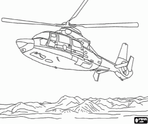 Pintar Helicòpter sobre les muntanyes
