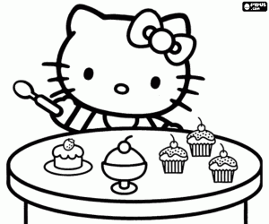 Pintar Hello Kitty i els cupcakes