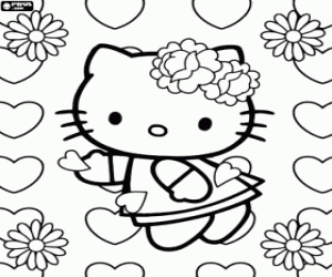 Pintar Hello Kitty entre flors i cors