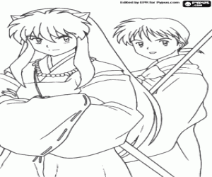 Pintar InuYasha i Miroku, un monjo budista