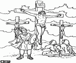 Pintar Jesús crucificat entre lladres