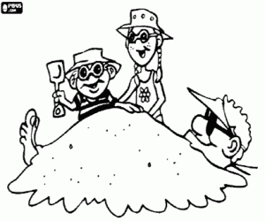 Pintar Un joc amb la sorra de la platja