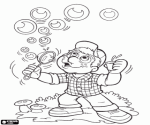 Pintar Julio i bombolles de sabó