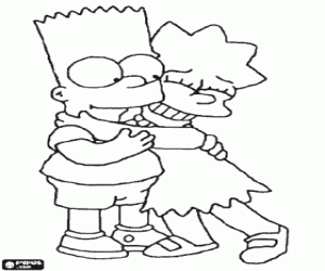 Pintar L'abraçada de Bart i Lisa Simpson