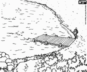 Pintar La vora d'un llac amb un moll