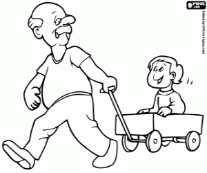 Pintar L'avi jugant amb el seu nét