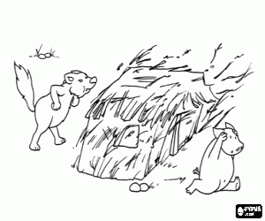 Pintar El llop ferotge i la casa de palla