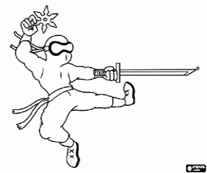 Pintar Una lluita amb la katana i estrella ninja