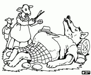 Pintar Mare cabra amb tisores i el llop